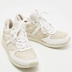 Pre Owned Dolce & Gabbana White Leather and Lace Low Top Sneakers Size 39