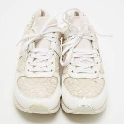 Pre Owned Dolce & Gabbana White Leather and Lace Low Top Sneakers Size 39