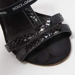 Pre Owned Dolce & Gabbana Black Python Strappy Sandals Size 39