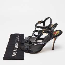 Pre Owned Dolce & Gabbana Black Python Strappy Sandals Size 39