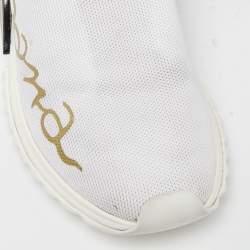 Pre Owned Dolce & Gabbana White/Black Knit Fabric Sorrento Slip-On Sneakers Size 36