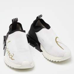 Pre Owned Dolce & Gabbana White/Black Knit Fabric Sorrento Slip-On Sneakers Size 36