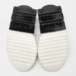 Pre Owned Dolce & Gabbana White/Black Knit Fabric Sorrento Slip-On Sneakers Size 36