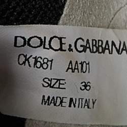 Pre Owned Dolce & Gabbana White/Black Knit Fabric Sorrento Slip-On Sneakers Size 36
