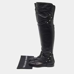 Pre Owned Dolce & Gabbana Black Leather Knee Length Boots Size 37