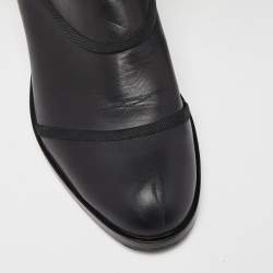 Pre Owned Dolce & Gabbana Black Leather Knee Length Boots Size 37