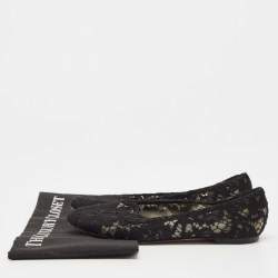 Pre Owned Dolce & Gabbana Black Lace Ballet Flats Size 36.5