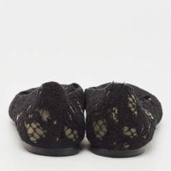 Pre Owned Dolce & Gabbana Black Lace Ballet Flats Size 36.5