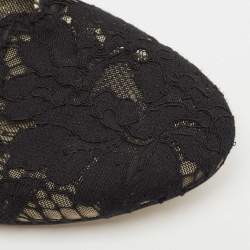 Pre Owned Dolce & Gabbana Black Lace Ballet Flats Size 36.5