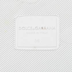 Pre Owned Dolce & Gabbana White Rubber Embroidered DG Slides Size 36