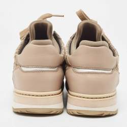 Pre Owned Dolce & Gabbana Beige Leather and Lace Low Top Sneakers Size 39