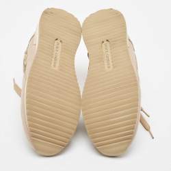 Pre Owned Dolce & Gabbana Beige Leather and Lace Low Top Sneakers Size 39