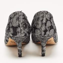 Pre Owned Dolce & Gabbana Silver/Black Mesh and Lace Bellucci Pumps Size 39