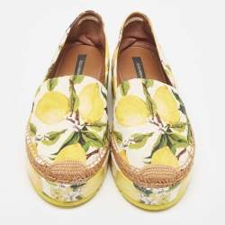 Pre Owned Dolce & Gabbana Multicolor Brocade Fabric Platform Espadrilles Size 39