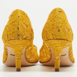 Pre Owned Dolce & Gabbana Yellow Lace Bellucci Pumps Size 36