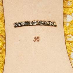 Pre Owned Dolce & Gabbana Yellow Lace Bellucci Pumps Size 36