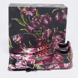 Pre Owned Dolce & Gabbana Multicolor Flower Printed Leather Portofino Low Top Sneakers Size 37