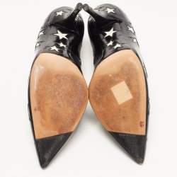 Pre Owned Dolce & Gabbana Black/White Leather Star Pumps Size 39