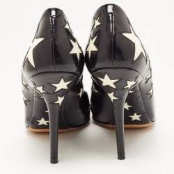Pre Owned Dolce & Gabbana Black/White Leather Star Pumps Size 39