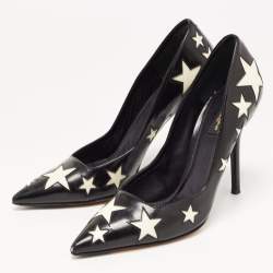 Pre Owned Dolce & Gabbana Black/White Leather Star Pumps Size 39