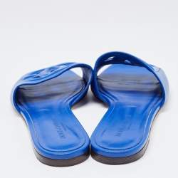 Pre Owned Dolce & Gabbana Blue Leather Flat Slides Size 38