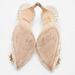 Pre Owned Dolce & Gabbana White Mesh and Lace Bellucci Pumps Size 37