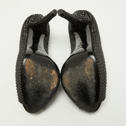 Pre Owned Dolce & Gabbana Black Satin Embellishments Pumps Size 38