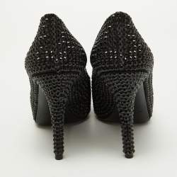 Pre Owned Dolce & Gabbana Black Satin Embellishments Pumps Size 38