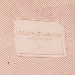 مملوكة مسبقًا Dolce Gabbana Pink Jacquard Fabric Embellished Slides Size 36