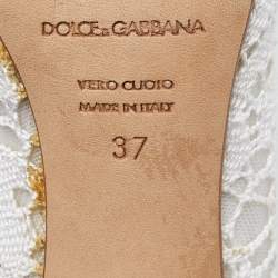 Pre Owned Dolce & Gabbana White Lace Pumps Size 37