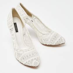 Pre Owned Dolce & Gabbana White Lace Pumps Size 37