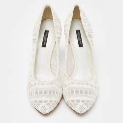 Pre Owned Dolce & Gabbana White Lace Pumps Size 37
