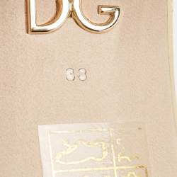 Pre Owned Dolce & Gabbana Gold Leather Knot Detail Mirrored Heel Slide Sandals Size 38