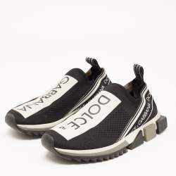 Pre Owned Dolce & Gabbana Black Knit Fabric Sorrento Sneakers Size 40