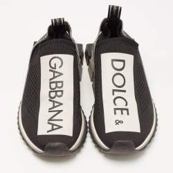 Pre Owned Dolce & Gabbana Black Knit Fabric Sorrento Sneakers Size 40
