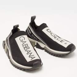 Pre Owned Dolce & Gabbana Black Knit Fabric Sorrento Sneakers Size 40