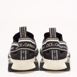 Pre Owned Dolce & Gabbana Black Knit Fabric Sorrento Sneakers Size 40