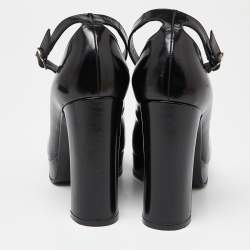 Pre Owned Dolce & Gabbana Black Patent Leather Block Heel Pumps Size 37