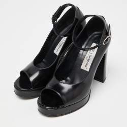Pre Owned Dolce & Gabbana Black Patent Leather Block Heel Pumps Size 37