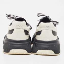 Pre Owned Dolce & Gabbana Black/White Leather Portofino Low Top Sneakers Size 40