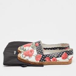 Pre Owned Dolce & Gabbana Multicolor Floral Print Leather Espadrille Flats Size 40
