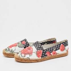 Pre Owned Dolce & Gabbana Multicolor Floral Print Leather Espadrille Flats Size 40