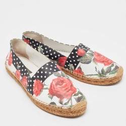 Pre Owned Dolce & Gabbana Multicolor Floral Print Leather Espadrille Flats Size 40