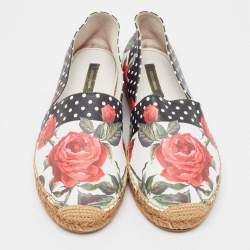 Pre Owned Dolce & Gabbana Multicolor Floral Print Leather Espadrille Flats Size 40