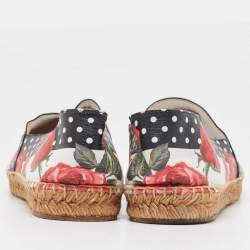Pre Owned Dolce & Gabbana Multicolor Floral Print Leather Espadrille Flats Size 40