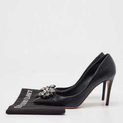 Pre Owned Dolce & Gabbana Black Lizard Leather Bellucci Pumps Size 38