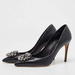 Pre Owned Dolce & Gabbana Black Lizard Leather Bellucci Pumps Size 38