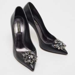 Pre Owned Dolce & Gabbana Black Lizard Leather Bellucci Pumps Size 38