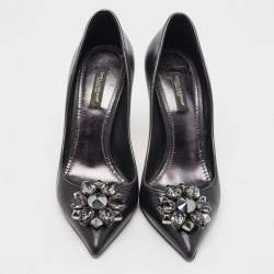 Pre Owned Dolce & Gabbana Black Lizard Leather Bellucci Pumps Size 38