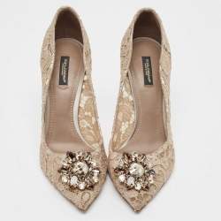 Pre Owned Dolce & Gabbana Beige Lace Belluci Pumps Size 40